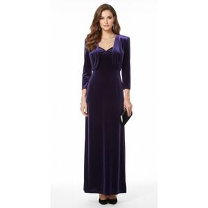 Onyx Nites Maxi Dress Jacket Set‎ Womens 16 Purple Velvet Evening Formal Bolero